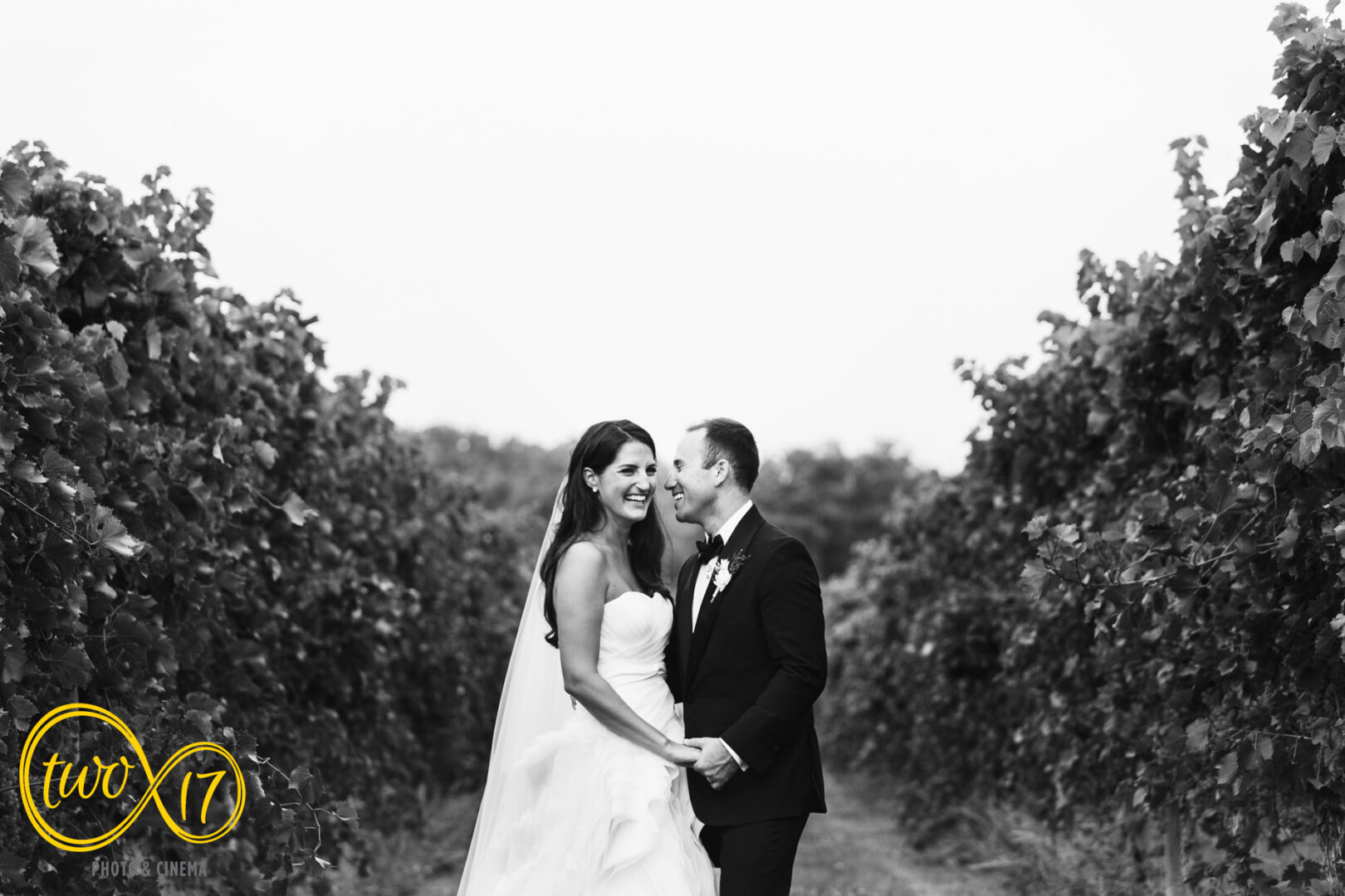 portrait of New Jersey bride and groom at Willow Creek Winery on their summer wedding day. 