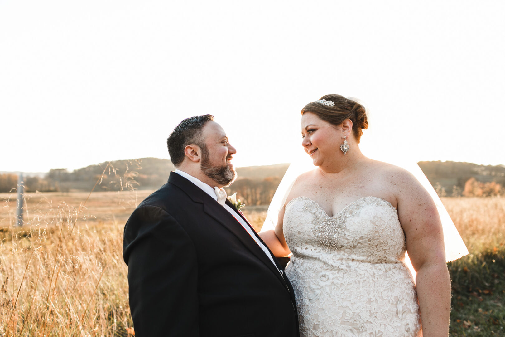 Fall wedding portrait of bride & groom in Malvern, PA. 