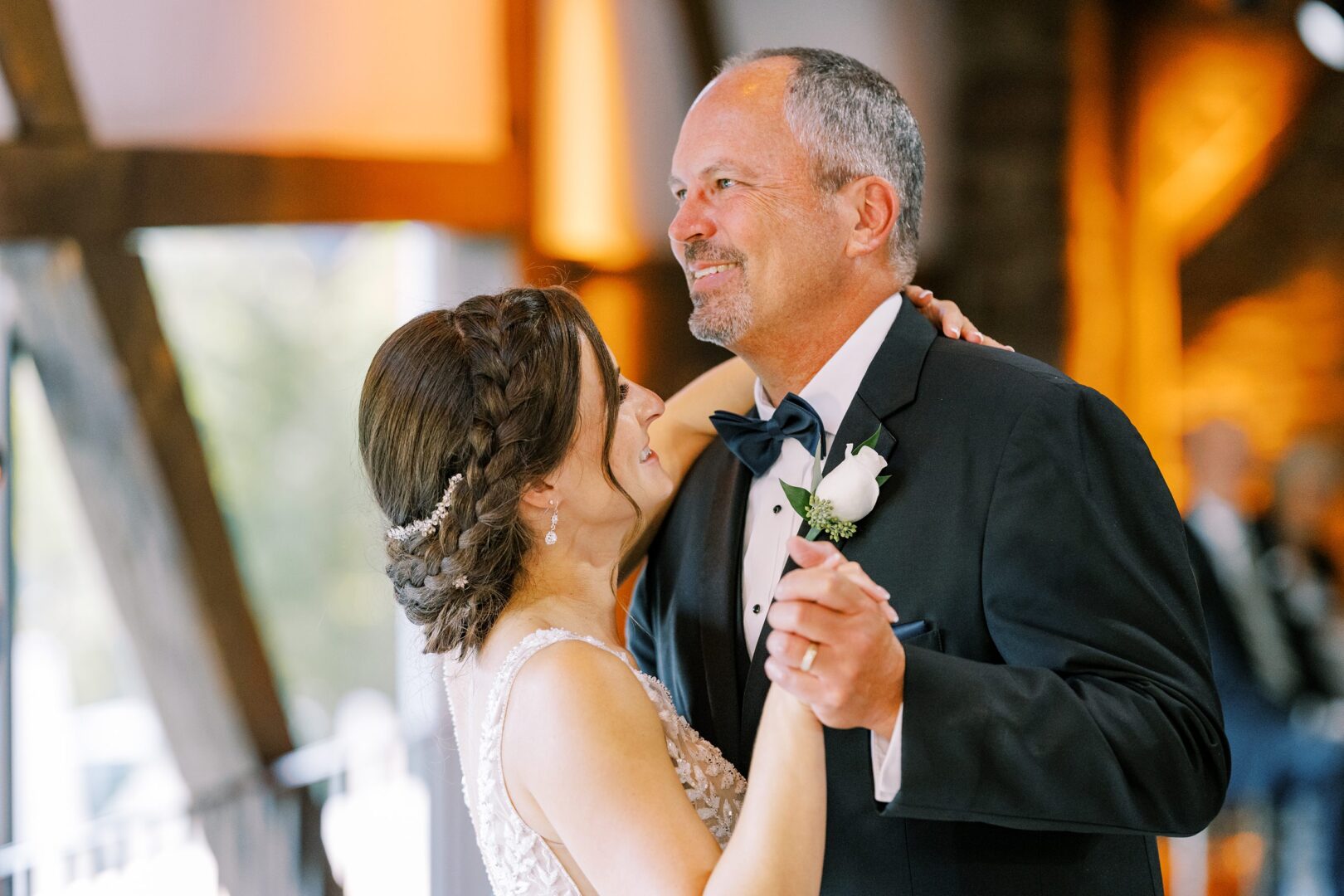 Father/daughter dance at the Barn on Bridge wedding in Collegeville