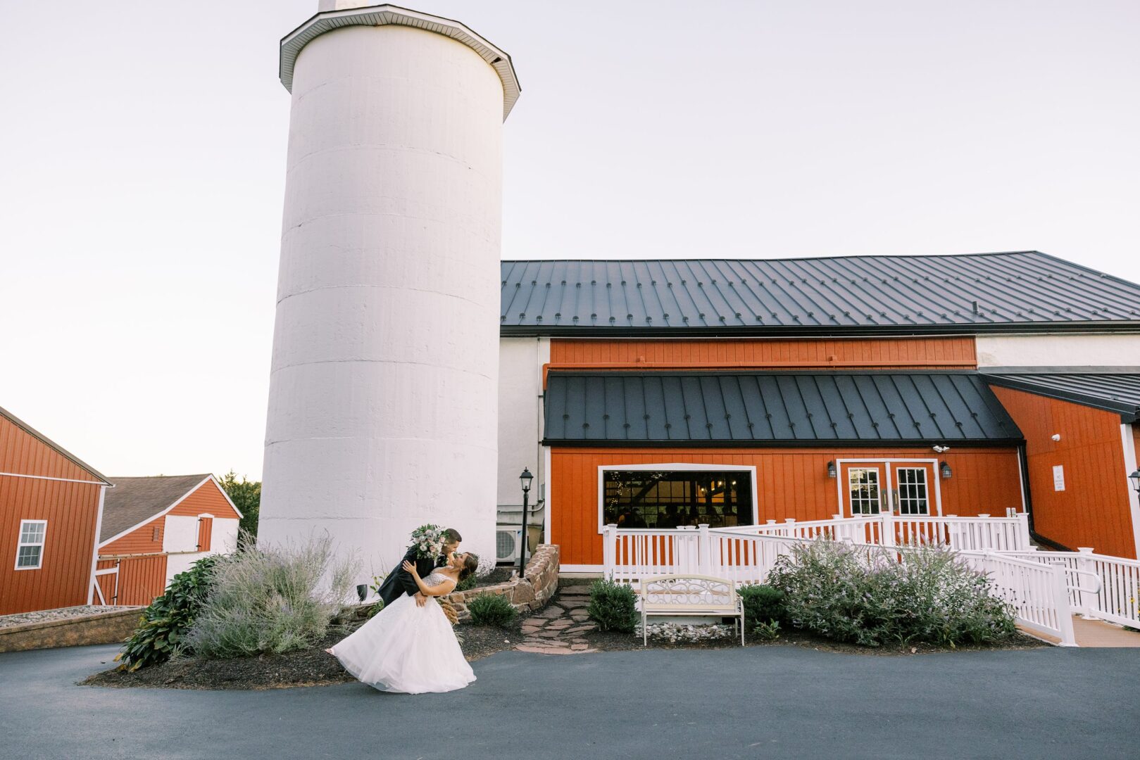 Sunset on Ashley & Damian's wedding day at The Barn on Bridge