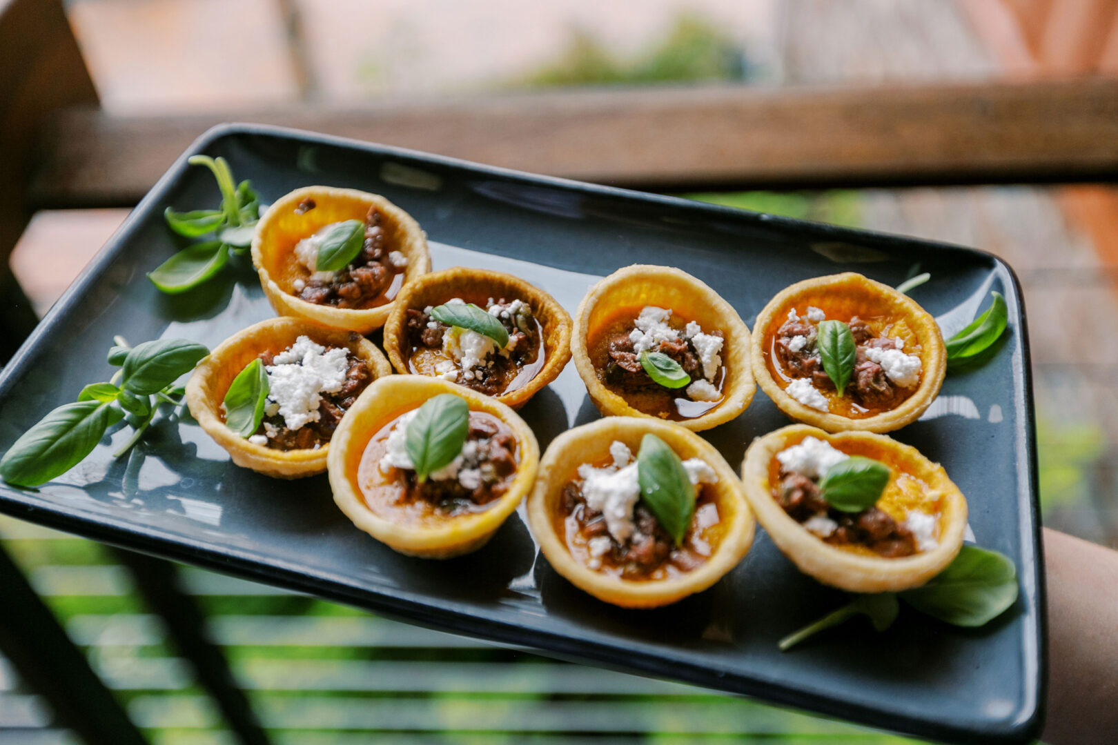 Passed appetizers at a wedding in New Hope, PA photographed by Two17 Photo & Cinema.