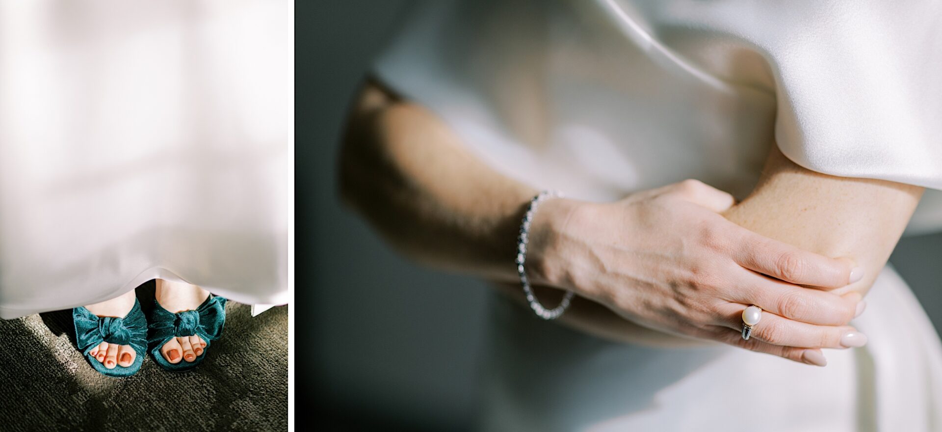 Wedding day details of a bride's jewelry.