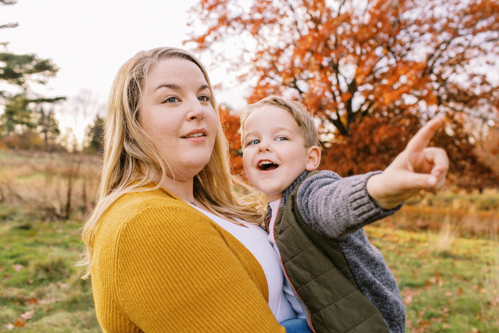 Boy points out nature to his mom in Willow Grove