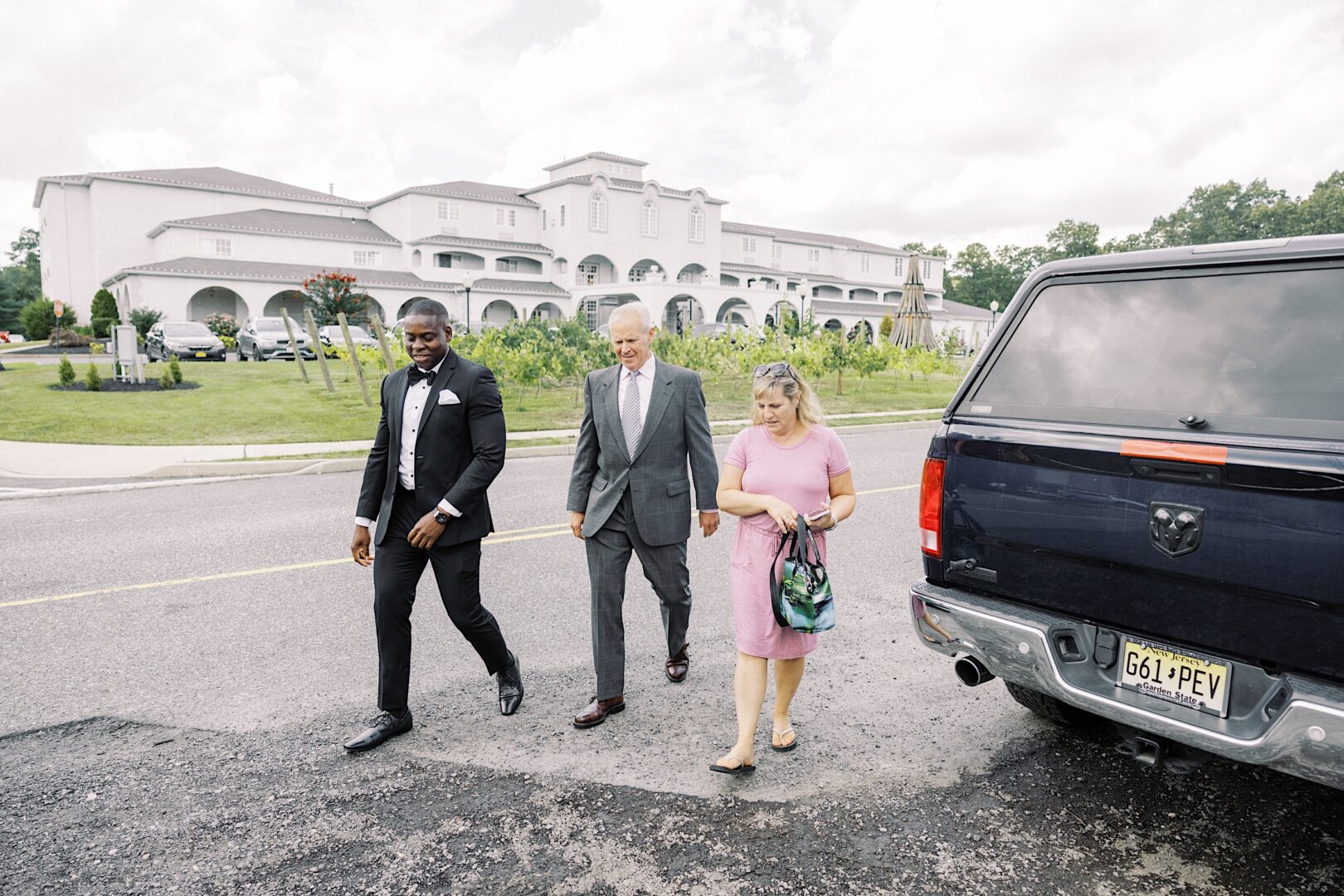 A groom on his way to the first look on the morning of his wedding in New Jersey.