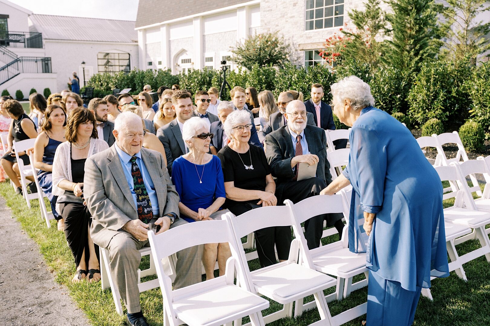 Guests at a New Jersey wedding waiting for the ceremony to begin.