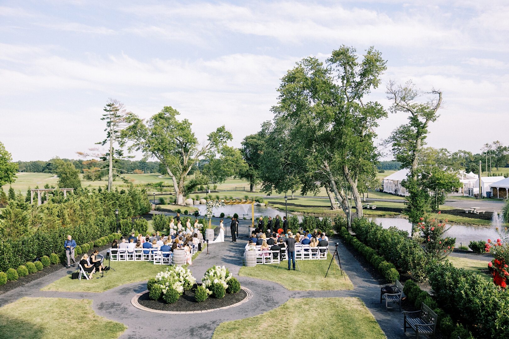 The garden wedding ceremony at Renault Winery in New Jersey.