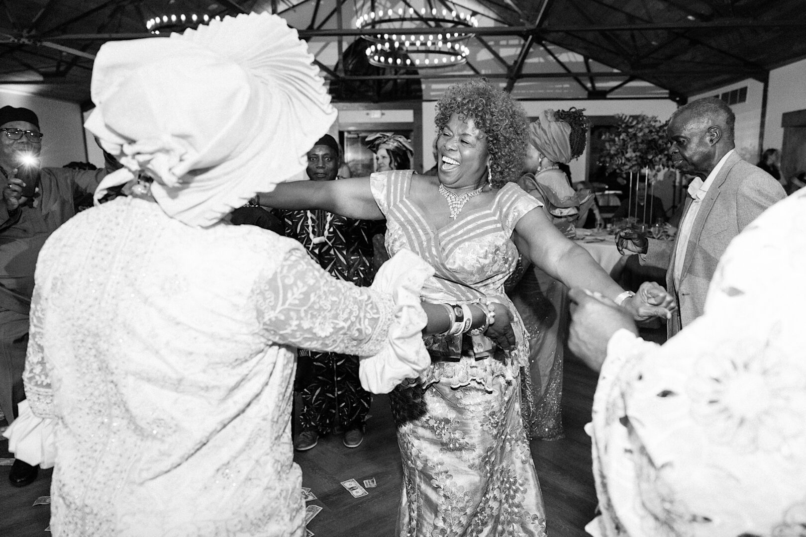 African dress for a wedding reception.