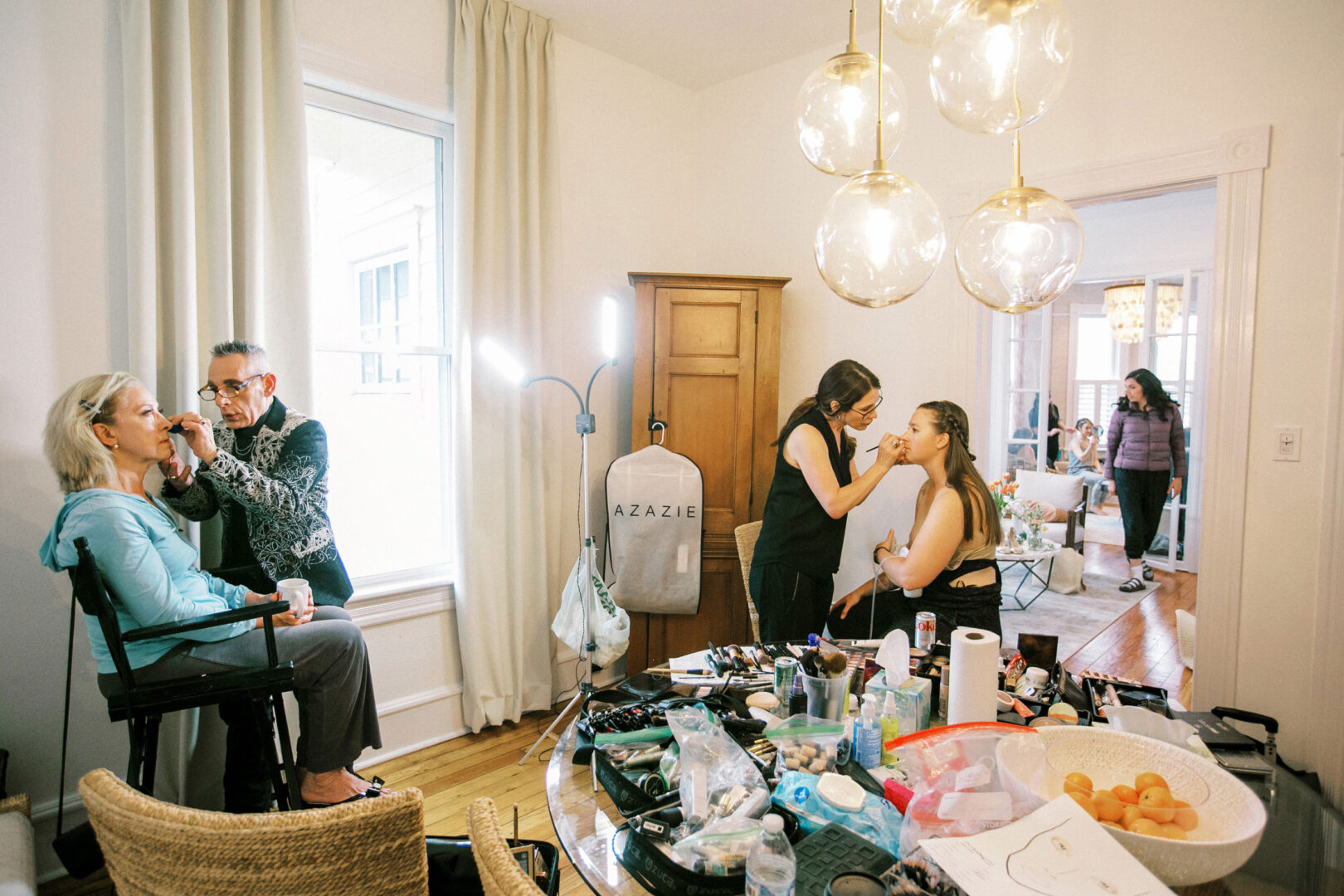 Makeup at the start of a wedding day in Cape May.