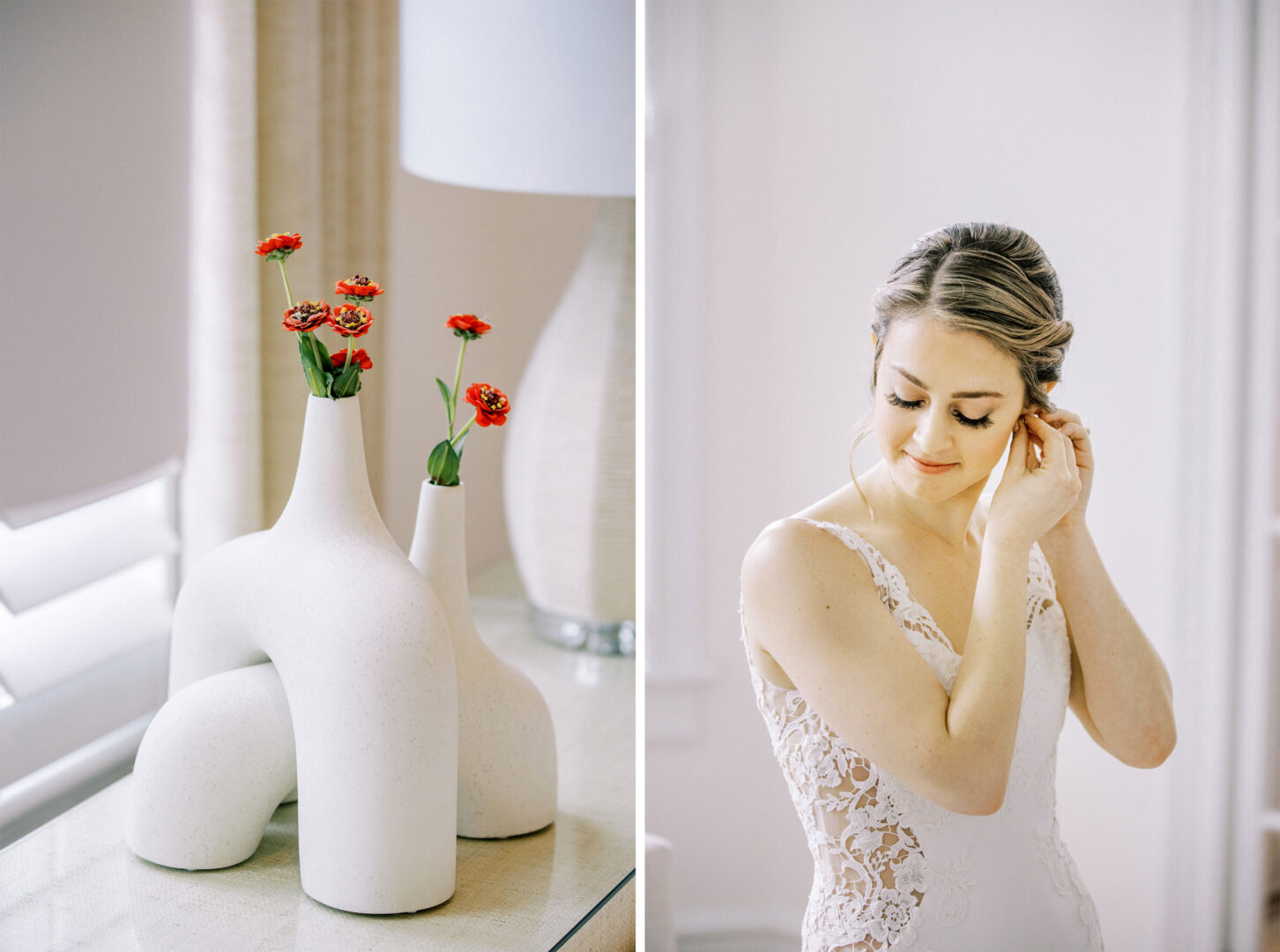 A bride gets ready for her wedding in Cape May, New Jersey.