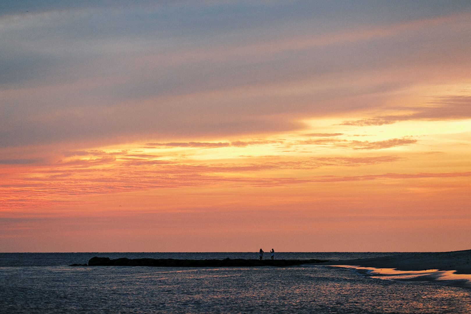 The ocean and sunset on a summer evening in Cape May, New Jersey