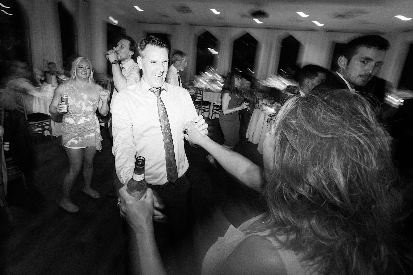 Guests jiving during a wedding reception in Doylestown