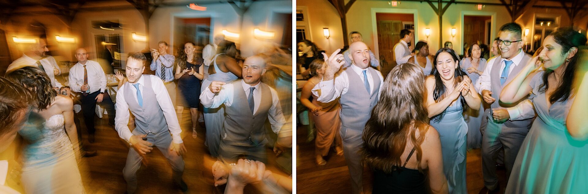 Groomsmen dancing at a beach wedding at Willow Creek Winery